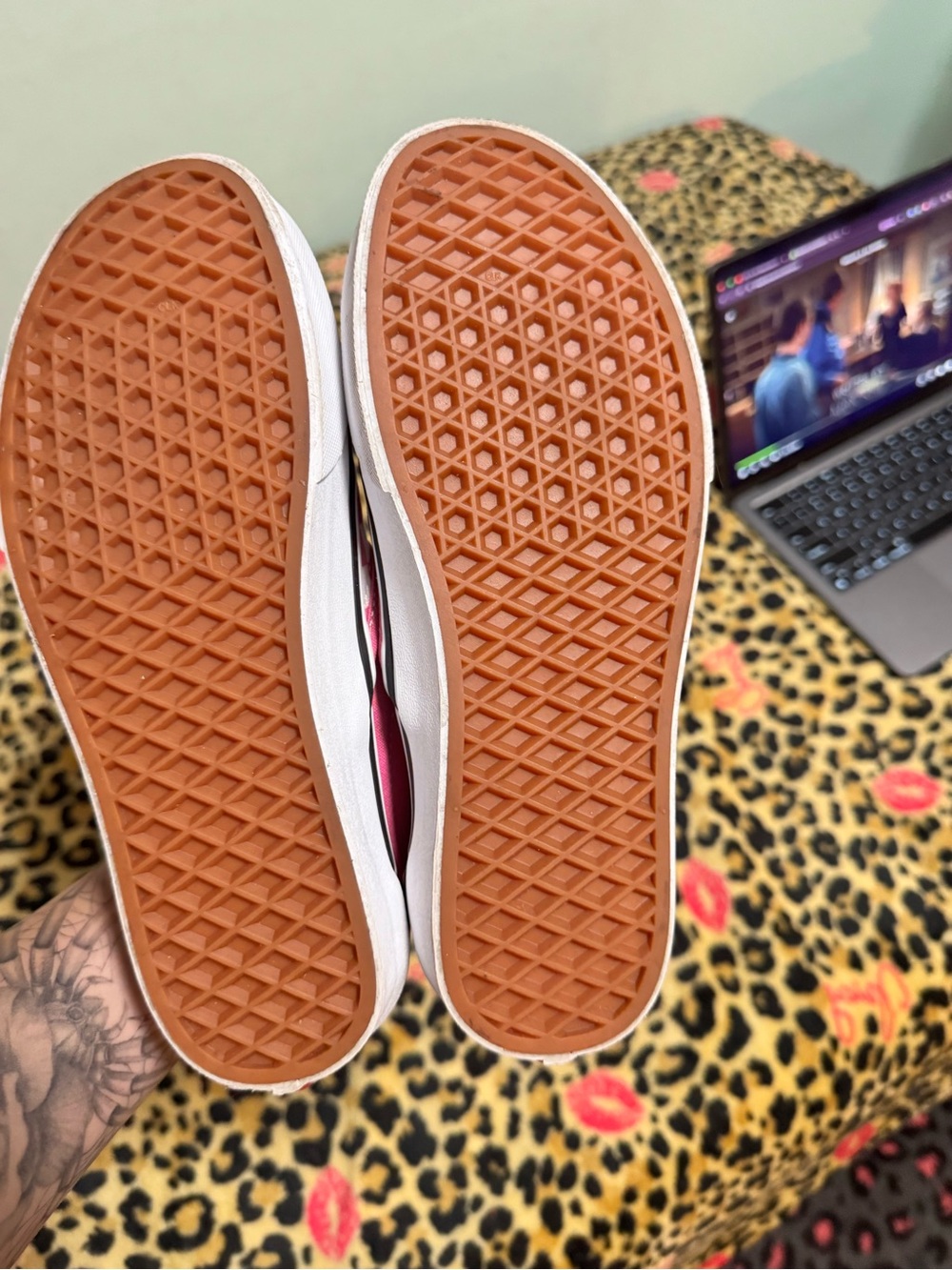 Vans Pink and White Checkerboard Slip-On Sneakers - Picture 4 of 5